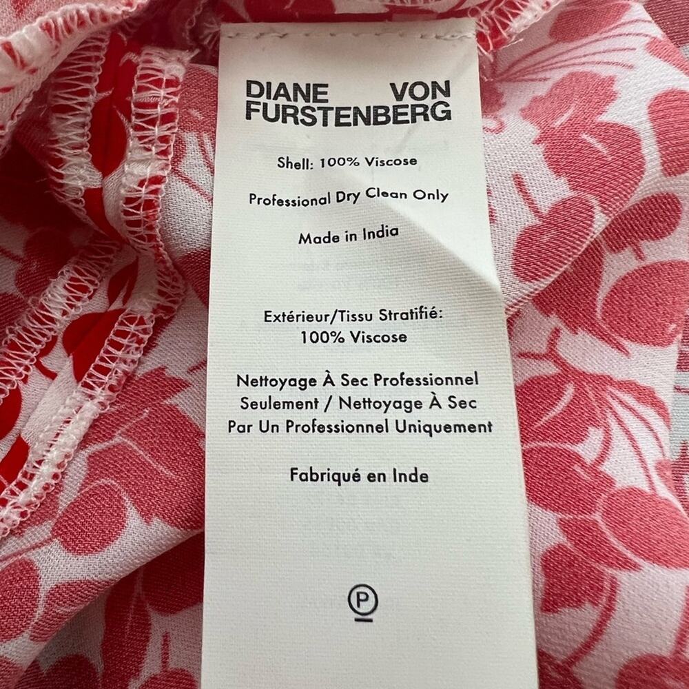 Diane von Furstenberg tie front Mini Cherry Print Dress Size S - Picture 8 of 10